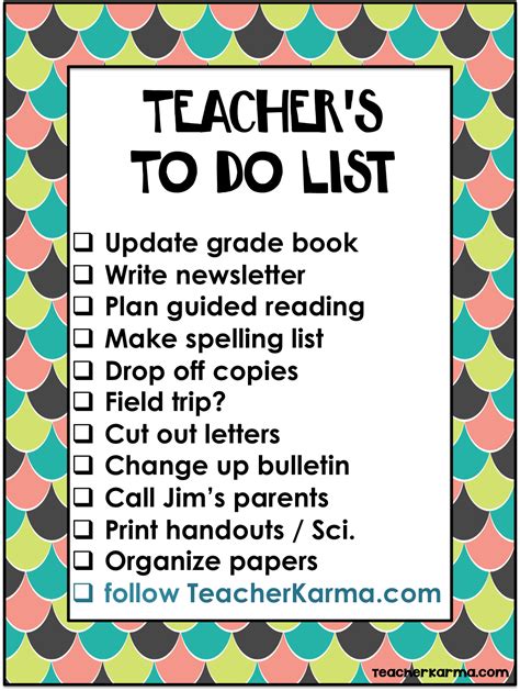 If they do tend to call each other by first names, then you need to fall into that routine as well. Teacher's TO DO Lists — Teacher KARMA