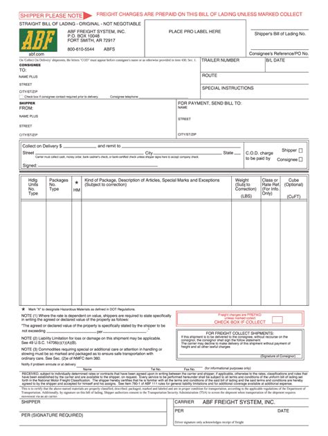 Bill Of Lading Template By Business In A Box Images And Photos Finder
