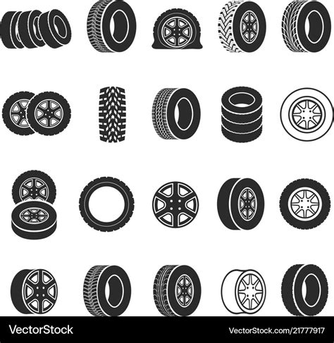 Tires And Wheels Icon Set Royalty Free Vector Image