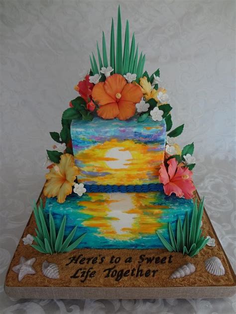 Hawaiian Sunset Cake Decorated Cake By Custom Cakes By Cakesdecor