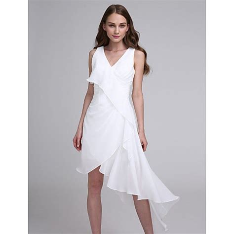 2017 Asymmetrical Chiffon Bridesmaid Dress A Line V Neck With Bridesmaiddresses Whitedresses
