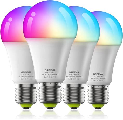Grifema E27 Smart Bulb Colour Changing Alexa Light Bulbs Work With
