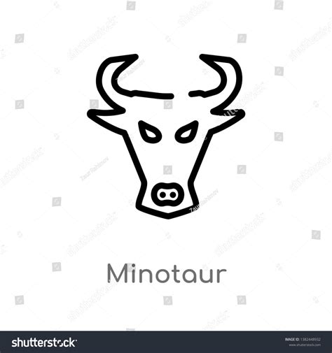 Outline Minotaur Vector Icon Isolated Black Stock Vector Royalty Free