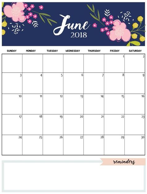 The Printable June Calendar With Flowers On It