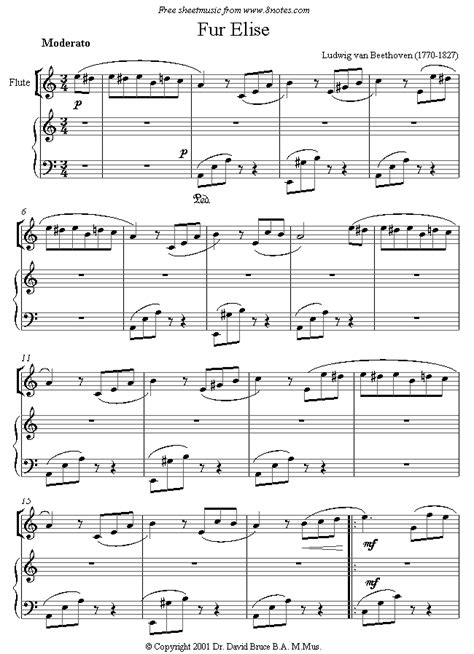Flute Beethoven Fur Elise Sheet Music
