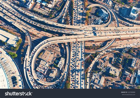 Aerial View Massive Highway Intersection Los Stock Photo 520789888