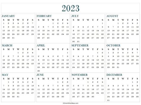Free 2023 Printable Calendar One Page Latest Calendar