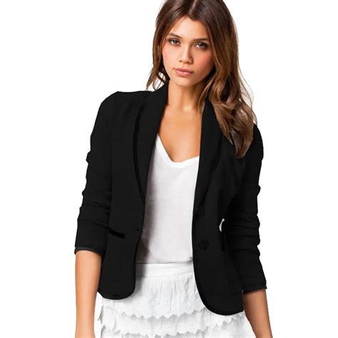 2017 Fashion Black Blazer Casual Women Suit Jacket Slim Design Formal Patchwork Coats Female