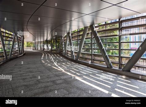 Architectural Detail Of Elevated Pedestrian Walkway Leading From The