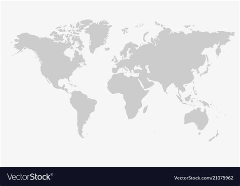 Grey World Map Isolated On White Background Vector Image