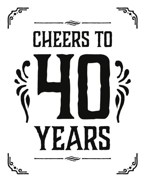Cheers To 40 Years Sign Printable 40th Birthday Decor Etsy