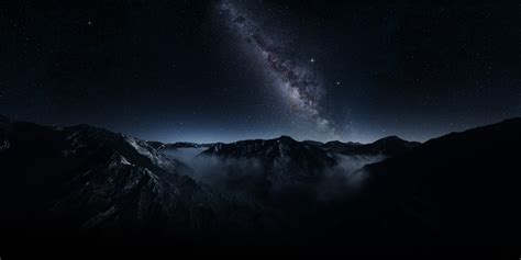Nature Landscape Long Exposure Mountain Milky Way Starry Night Mist