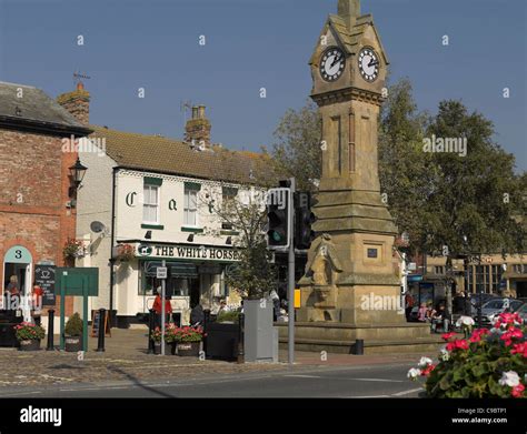 Market Place And Clock Tower Thirsk North Yorkshire England Uk United