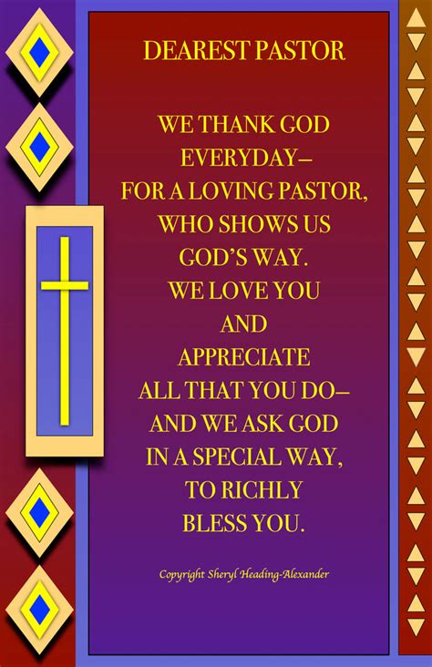 Pastor Appreciation Frameable Poster Dearest Pastor By Sheryl Headin