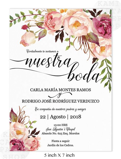 Invitaciones De Boda Spanish Wedding Invitation Marsala Blush
