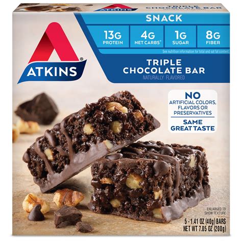 Atkins Snack Bar Triple Chocolate Keto Friendly 5 Count Walmart