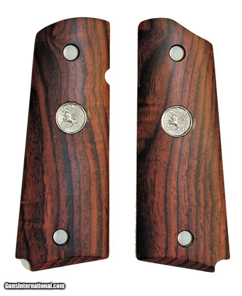 Colt 1911 Rosewood Grips With Silver Medallions For Sale