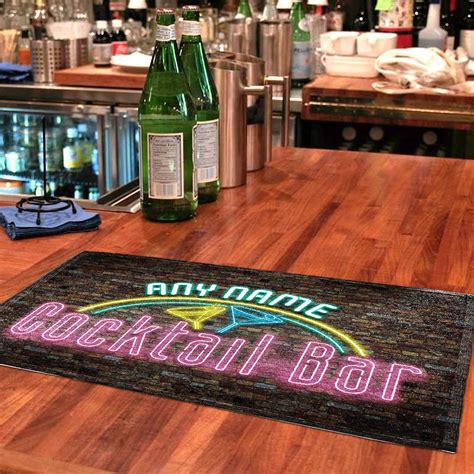 Personalised Bar Towels For Home Pub Neon Beer Towel Mats Etsy