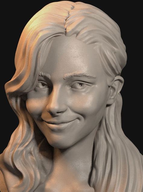 ArtStation Smiling Girl Dave Whitaker In Sculpture Head