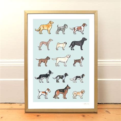 Dog Breeds Print From Original Watercolours A3 Pet Art Multiple Dogs
