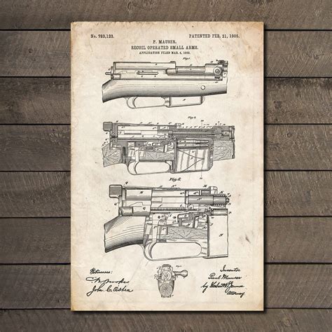 Semi Automatic Rifle Blueprint Gun Patent Prints Touch Of Modern