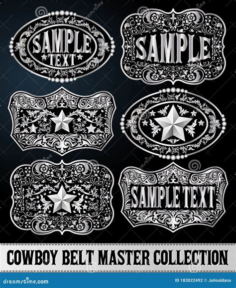 Western Style Cowboy Belt Buckle Label Master Collection Set Stock