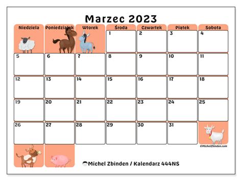 Kalendarz Marzec 2023 Do Druku “501ns” Michel Zbinden Pl