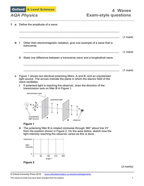 4 Waves Exam Style Questions Aqa Physics