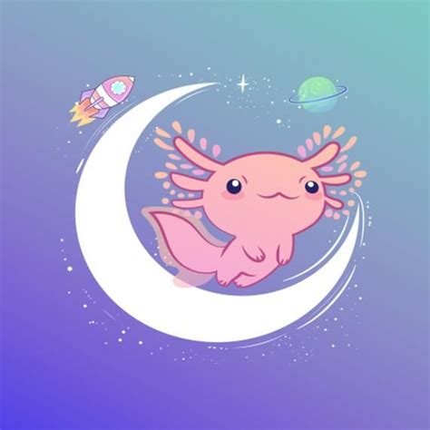 Axolotl In Space Digital Art Pretty Kids Bedroomprintable Cute