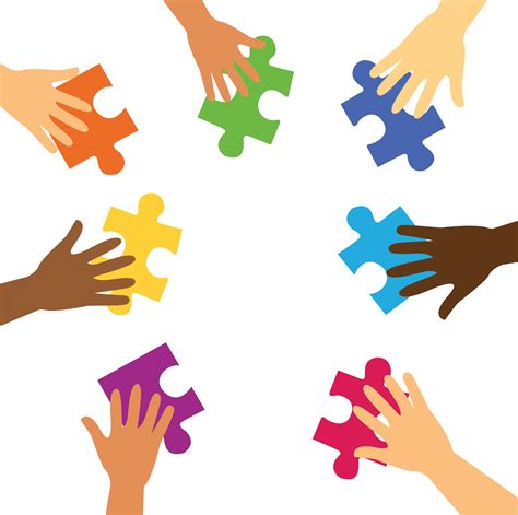 Download many hands holding colorful puzzle pieces Vector Art. Choose from over a million free ...