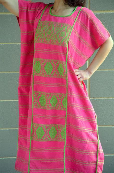 vibrant mexican hand woven and hand embroidered dress huipil tunic from oaxaca mexico huipil
