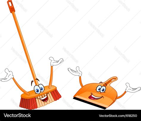 Broom And Dustpan Cartoon Royalty Free Vector Image