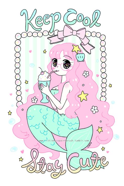 Drawing Art Cute Kawaii Summer Pastel Mermaid Littlemisspaintbrush