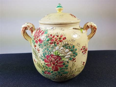 Antique Japanese Hand Painted Ginger Jar Ceramic Pottery Kyoto Etsy