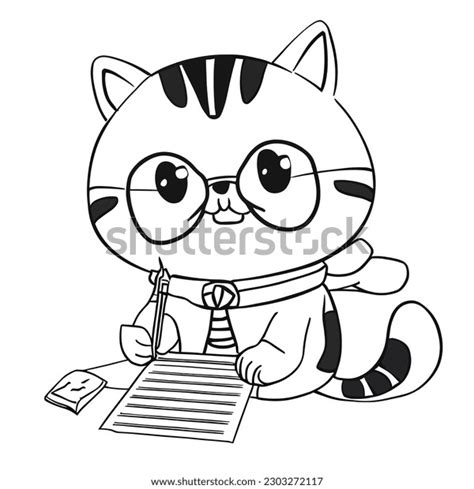 Cute Cat Reading Book Cartoon Vector Stock Vector Royalty Free 2303272117 Shutterstock