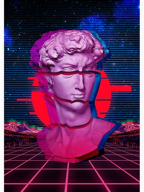 Aesthetic Synthwave David Head Statue Photographic Print By Champipo