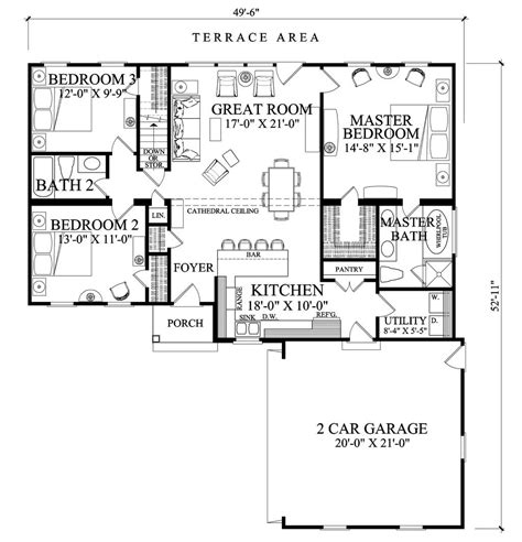 Ranch Style House Plan 3 Beds 2 Baths 1445 Sqft Plan 137 269 Floor