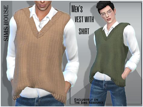 Mens Vest With Shirt By Sims House At Tsr Sims 4 Updates