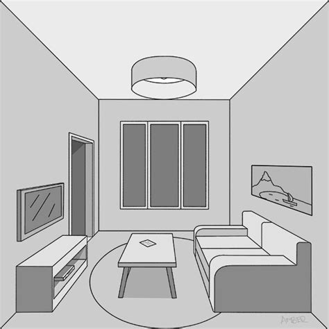 How To Draw A Living Room In One Point Perspective