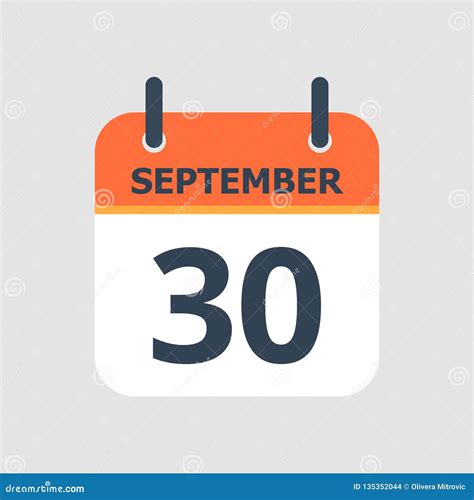 Calendar 30th Of September Stock Vector Illustration Of Element