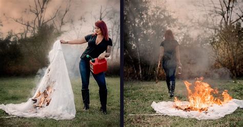 Tiktoker Goes Viral After Sharing The Bad Photoshoot She Did Burning Her Wedding Dress Post