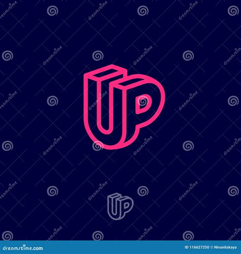 Up Logo U And P Letters Abstract Monogram Up Emblem Like 3d Pink