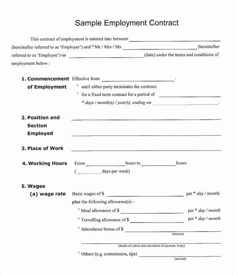 Simple Employment Contract Template Free Beautiful Basic Employee
