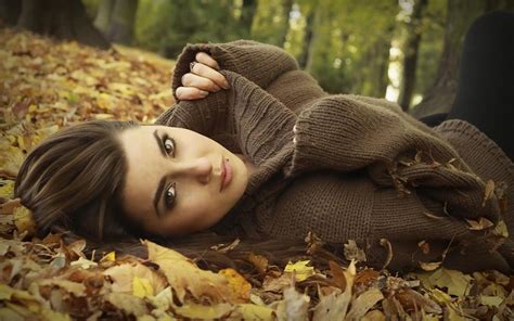 Beautiful Brunette In The Forest Wallpaper Nature And Landscape