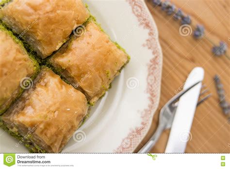 Baklava With Pistachio Turkish Traditional Dessert Stock Photo