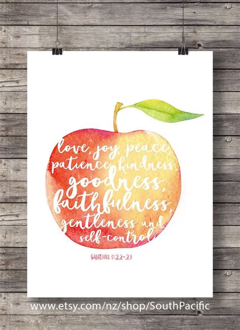 Fruit Of The Spirit Galatians 5v22 Printable Art Apple Etsy Fruit