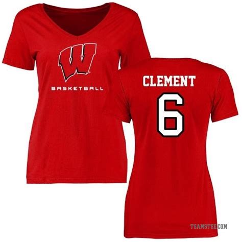 women s corey clement wisconsin badgers basketball slim fit t shirt red teams tee