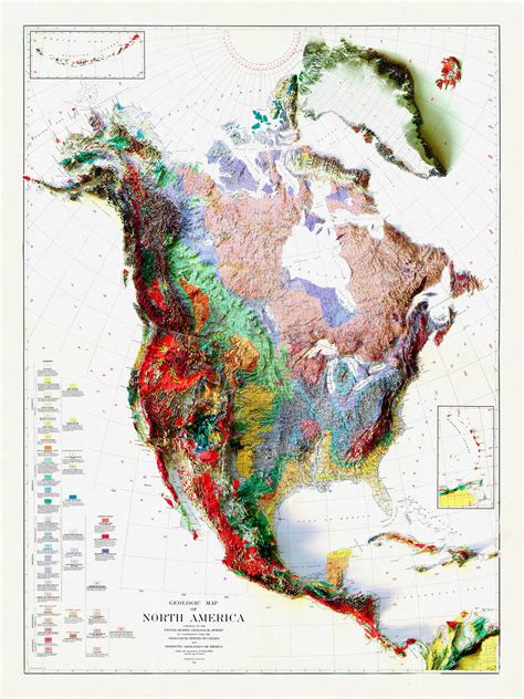 Geologic Map Of North America 1911 Map On Heavy Cotton Etsy