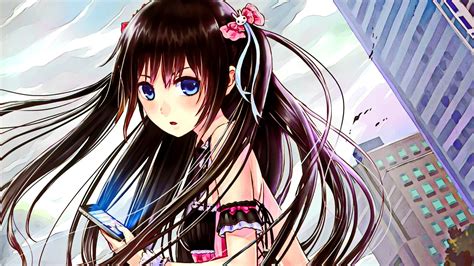 Illustration Long Hair Anime Anime Girls Brunette Open Mouth Looking At Viewer