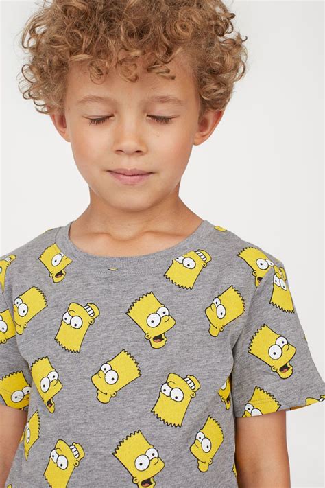 T Shirt With Printed Design Gray Melangethe Simpsons Kids Handm Us
